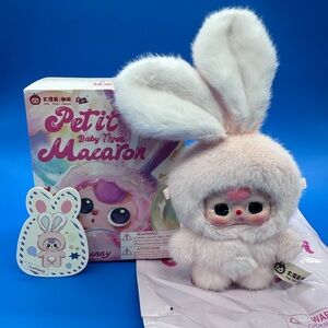 Baby Three Macaron Bunny Plush - Soft Pink and White